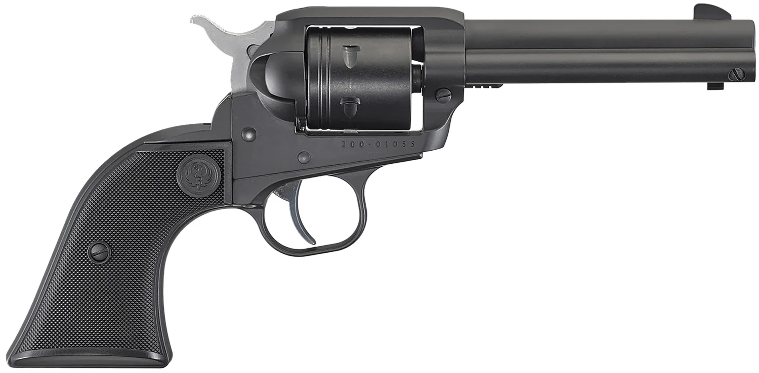 Ruger 2002 Wrangler 22 LR 6 Shot 4.62" Black Cerakote, Black Cerakote Aluminum Frame & Cylinder Black Checkered Polymer Grips