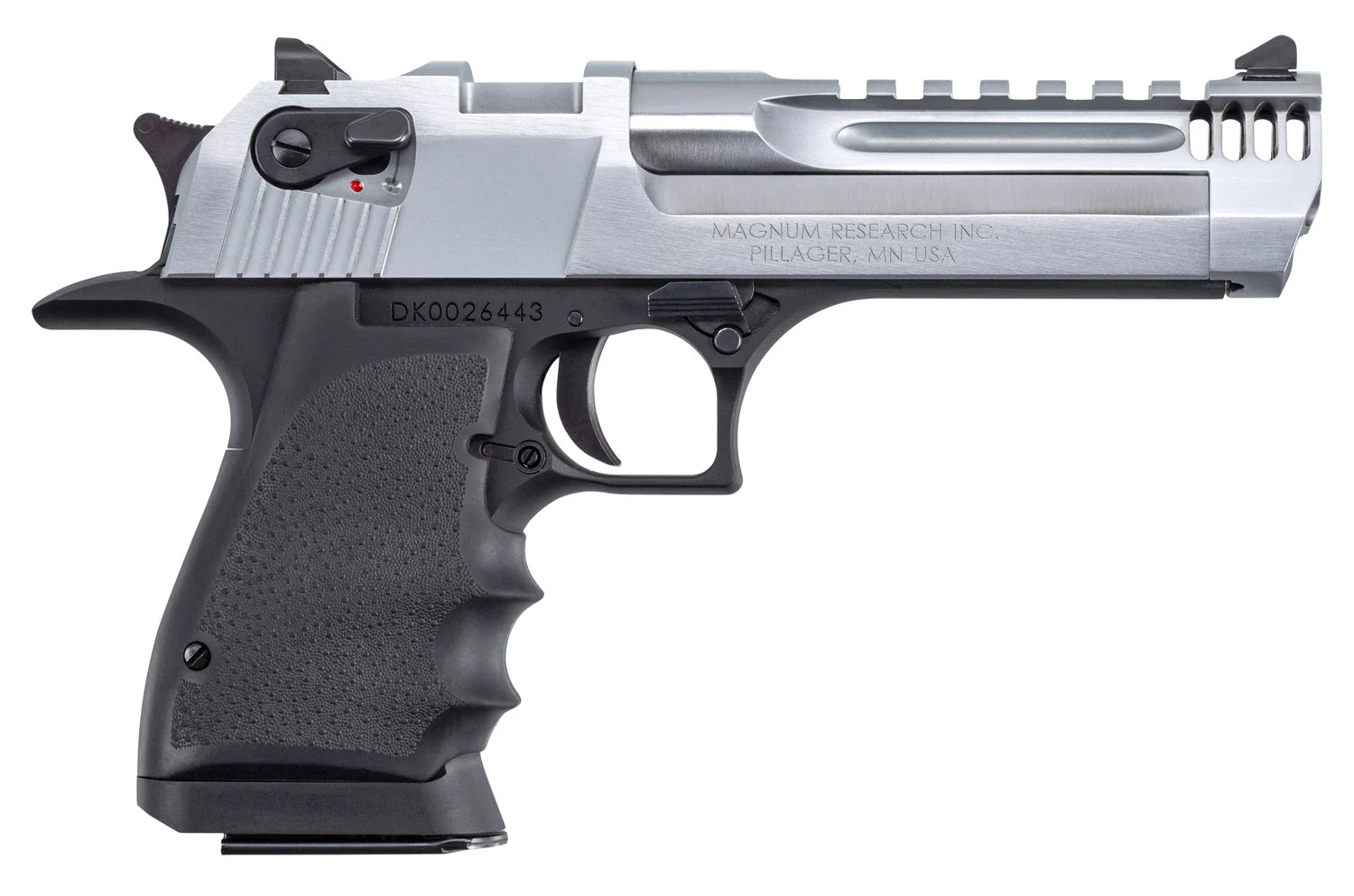 Magnum Research DE44L5BC Desert Eagle L5 44 Rem Mag 5" with Muzzle Brake 8+1 Black Hardcoat Anodized Aluminum Brushed Chrome Carbon Steel Slide Black Hogue Wraparound Rubber Grip