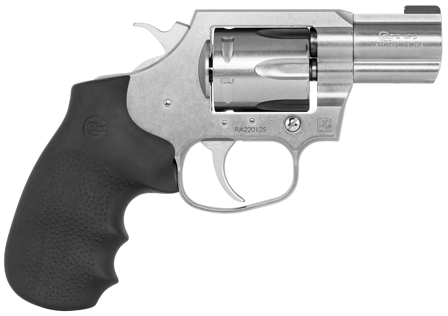Colt Mfg KCOBRASB2BBS King Cobra Carry 357 Mag 6 Shot 2" DA/SA Brushed Stainless Steel Barrel, Cylinder & Frame, Black Hogue Rubber w/Finger Grooves Grip