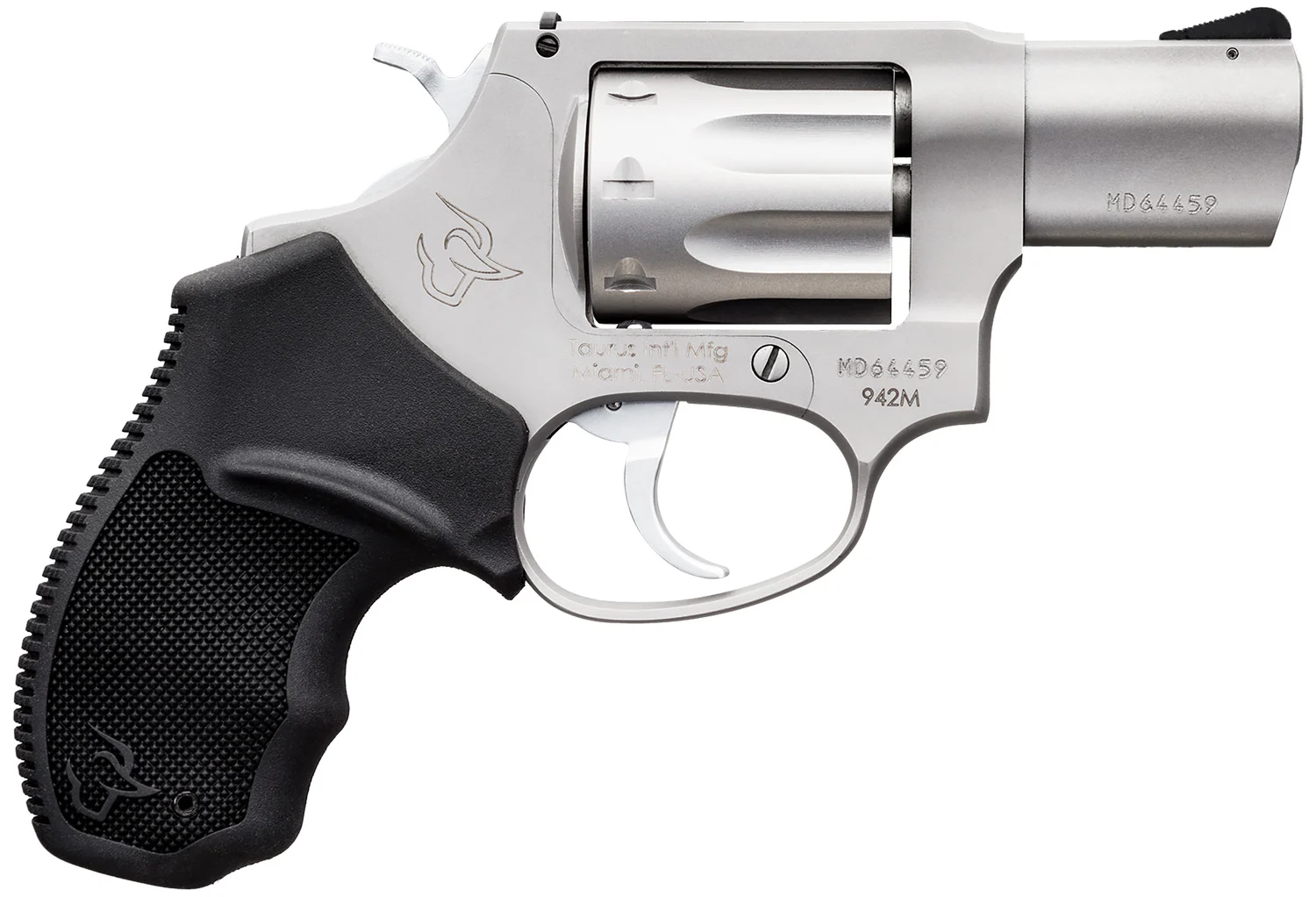 Taurus 2942M029 942 22 WMR 8rd 2" Barrel, Overall Matte Finish Stainless Steel & Finger Grooved Black Polymer Grip