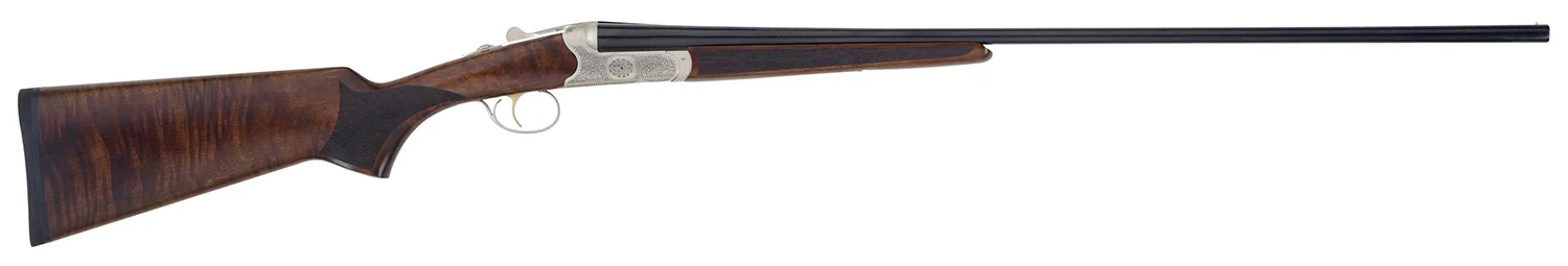TriStar 38112 Bristol SxS Full Size 12 Gauge Break Open 3" 2rd 28" Blued Side By Side Barrel, Nickel Engraved w/24K Gold Inlay Steel Receiver, Fixed Oiled Turkish Walnut Stock, Right Hand