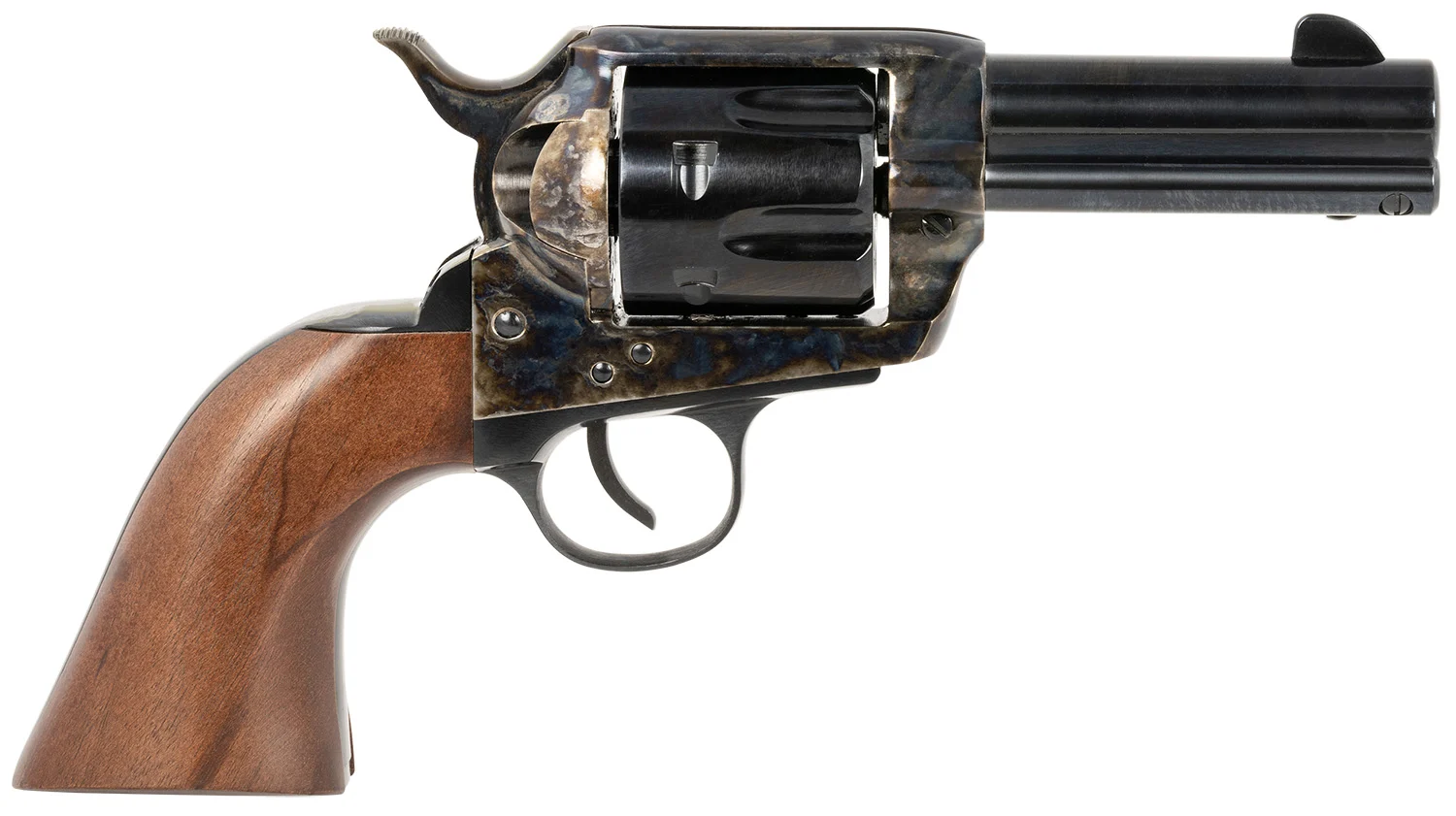 Traditions SAT73005 1873 Frontier 357 Mag 6rd 3.50" Blued Cylinder & Barrel Color Case Hardened Steel Frame Walnut Navy Size Grip