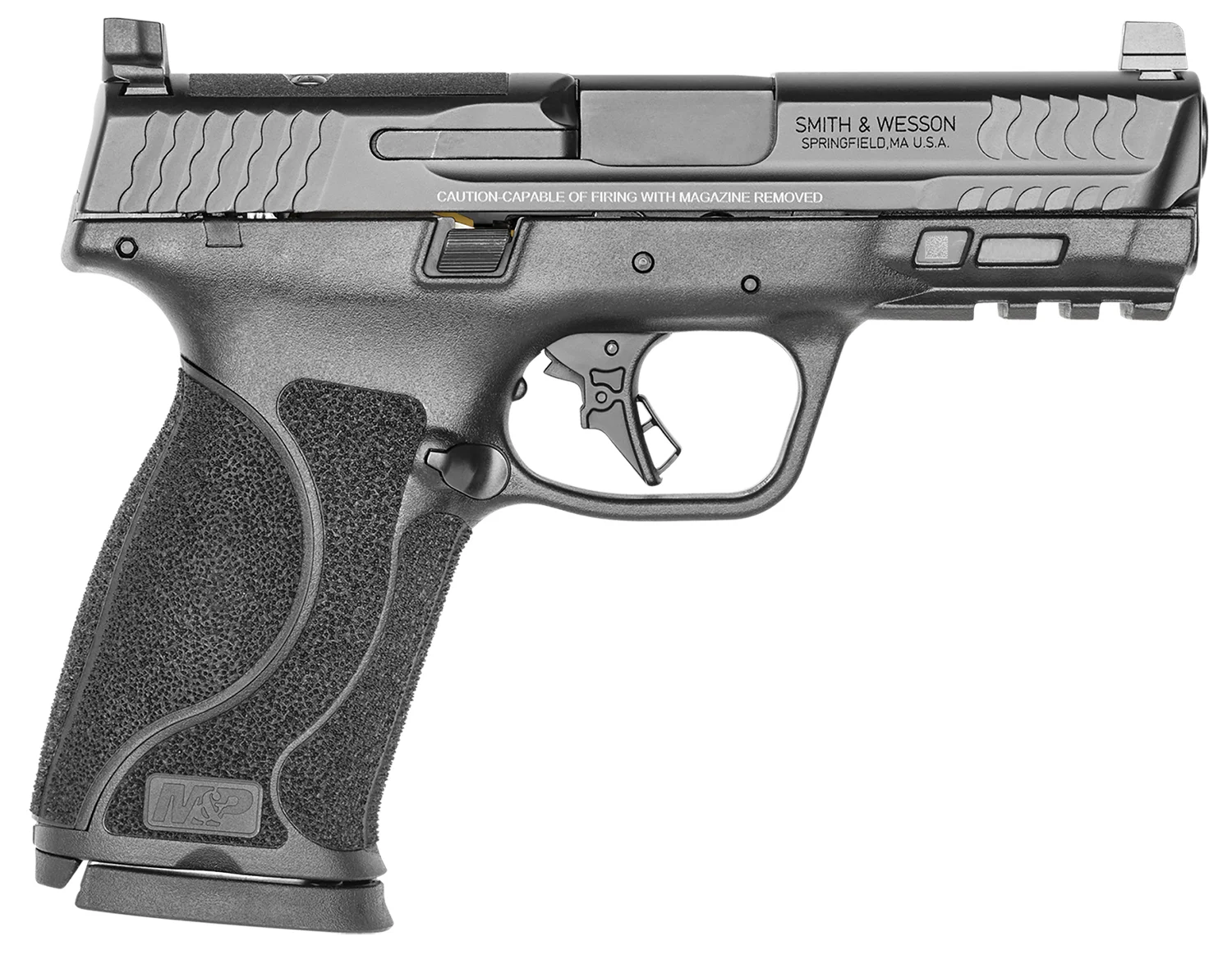 Smith & Wesson 13389 M&P M2.0 Full Size 10mm Auto 15+1, 4" Black Armornite Stainless Steel Barrel, Optic Cut/Serrated Stainless Steel Slide, Matte Black Polymer Frame w/Picatinny Rail