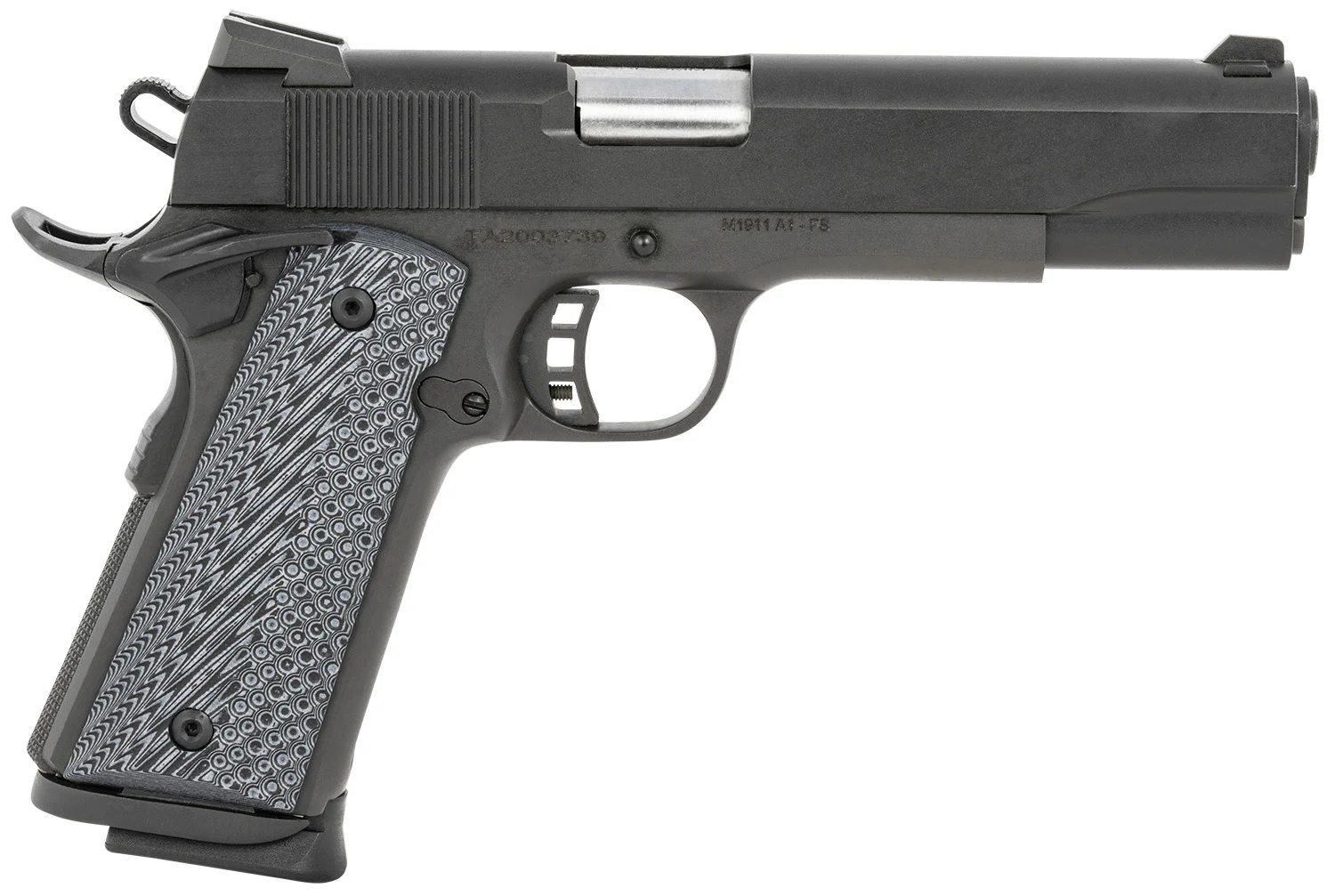 Taylors & Company 230058 Armscor 1911 Tactical Full Size 9mm Luger 8+1, 5" Stainless Steel Barrel, Black Parkerized Serrated Slide, Black Parkerized Steel Frame w/Beavertail, Gray G10 Grip