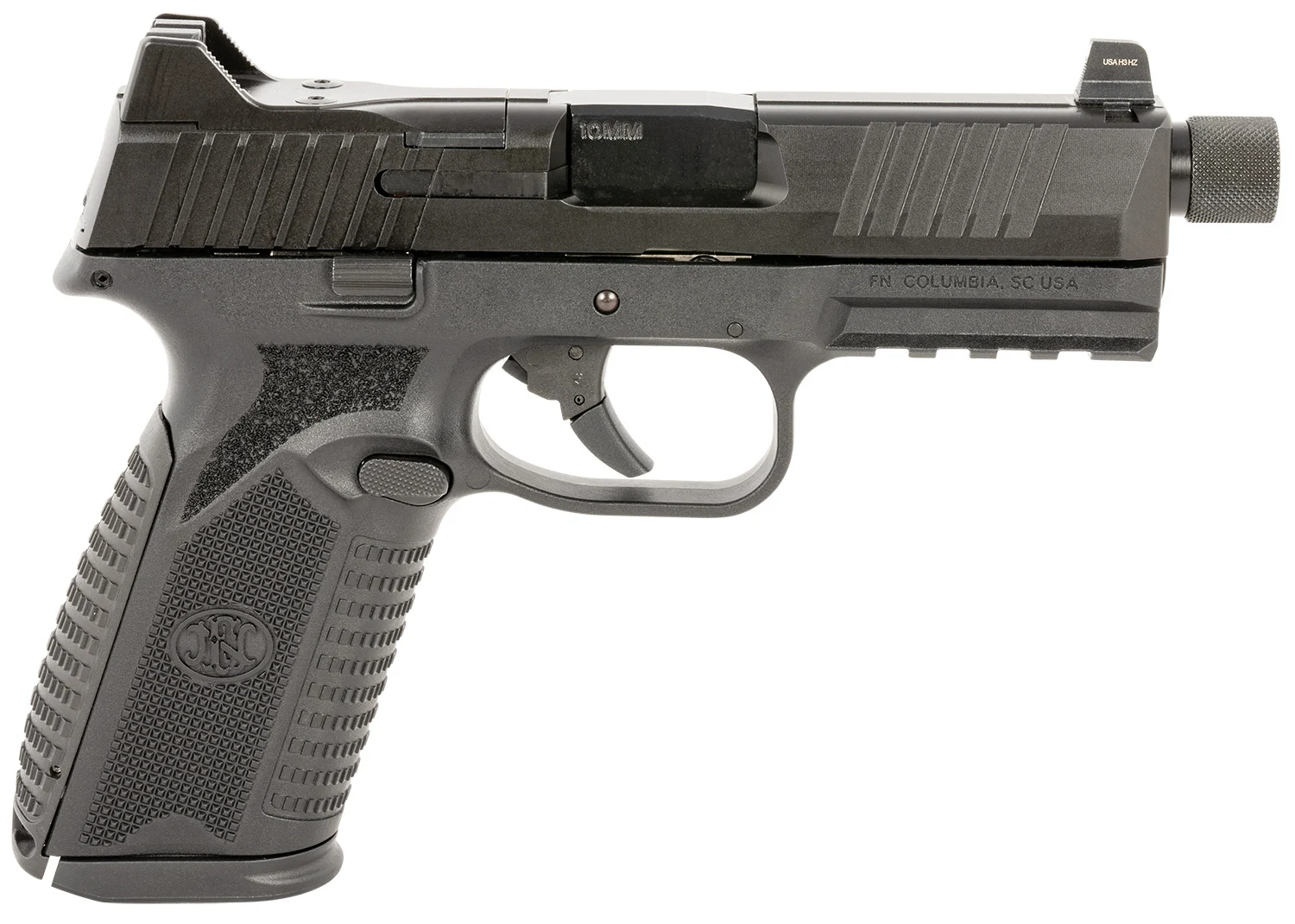 FN 66101377 510 Tactical Full Size 10mm Auto 10+1, 4.71" Black Target Crown/Threaded Steel Barrel, Black PVD Optic Cut/Serrated Slide & Polymer Frame w/Picatinny Rail, Ambidextrous