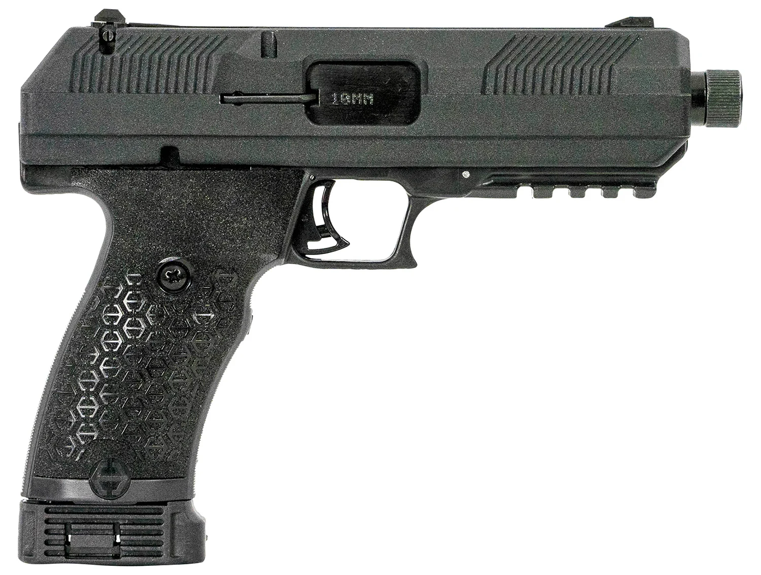 Hi-Point JXP10 JXP 10mm Auto 10+1, 5.20" Black Steel Threaded Barrel, Black Powder Coated YC9 Styled/Serrated Steel Slide, Black Polymer Frame w/Picatinny Rail, Black Textured Polymer Grip