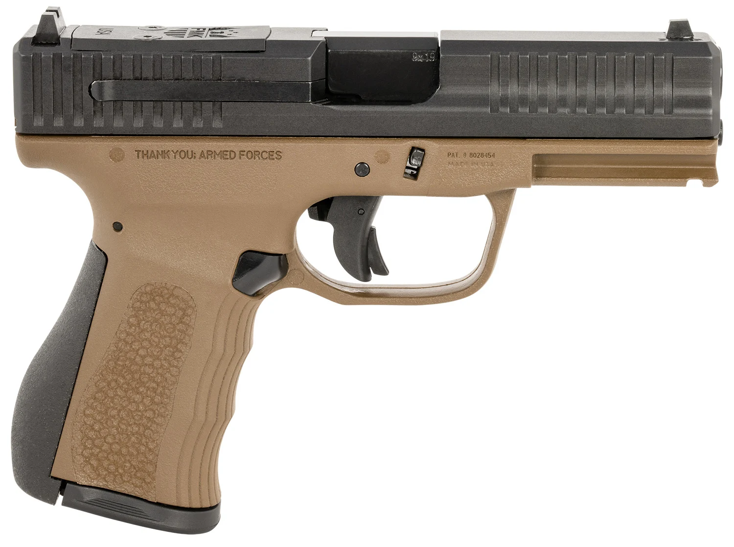 FMK FMKG49BB G3 9mm Luger 14+1 4" Stainless Steel Barrel, Black Optic Cut/Serrated Carbon Steel Slide, Burnt Bronze Polymer Frame w/Picatinny Rail, Black Backstrap Grip