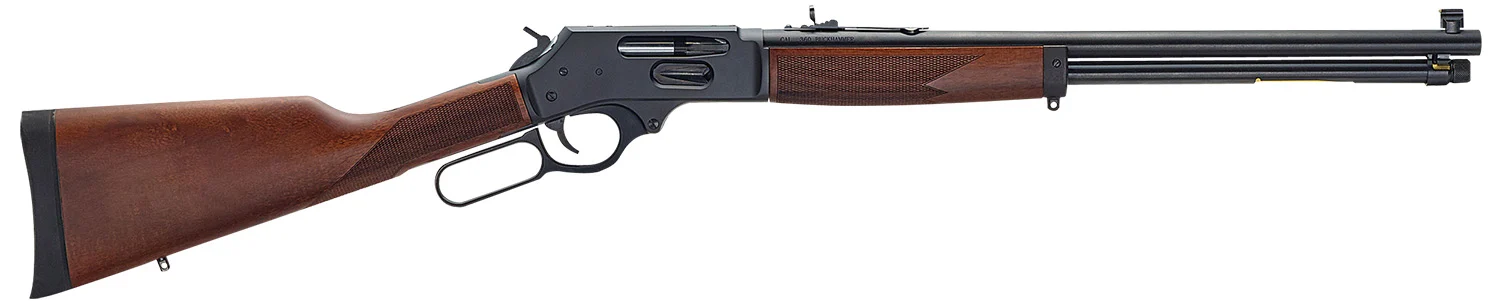 Henry H009G-360BH Side Gate Full Size 360 Buckhammer 5+1 20" Blued Stainless Steel Barrel, Blued Drilled & Tapped Stainless Steel Receiver, Fixed American Walnut Stock, Right Hand