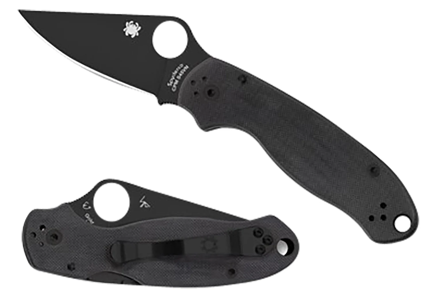 Spyderco C223GPBK Para 3 2.95" Folding Clip Point Plain Black DLC CPM S45VN SS Blade/Black G10 Handle Includes Pocket Clip