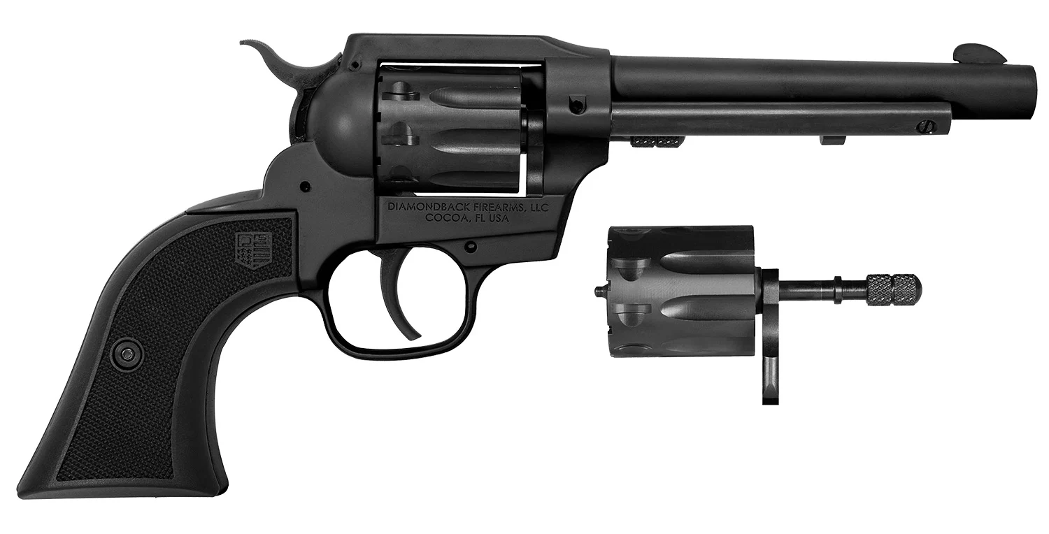 Diamondback DB053CA001 Sidekick 22 LR/22 Mag 9 Shot, 5.50" Black Cerakote Steel Barrel & Cylinder, Black Cerakote Zinc Alloy Frame, Black Checkered GFN Grip, Exposed Hammer, Hammer Safety