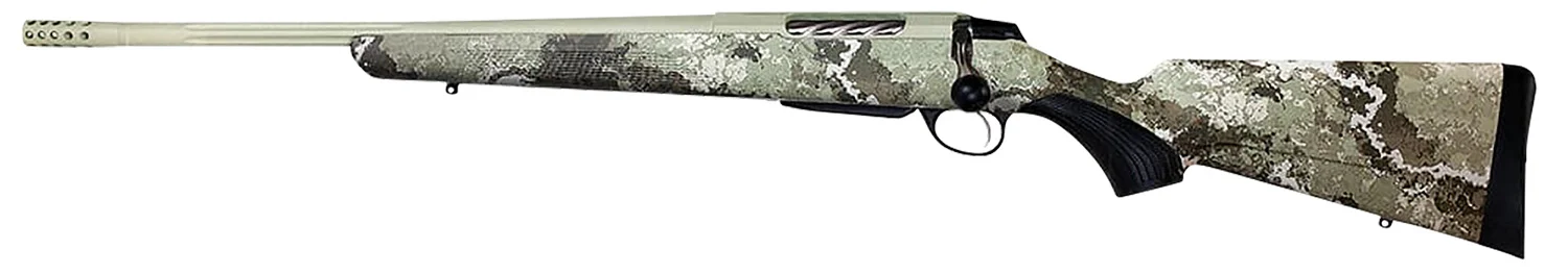 Tikka JRTXVA419 T3x Lite 6.5 PRC 3+1 24.30" Fluted/Threaded, Desert Verde Cerakote Barrel/Rec, Veil Alpine Synthetic Stock, Interchangeable Grip, Muzzle Brake Left Hand