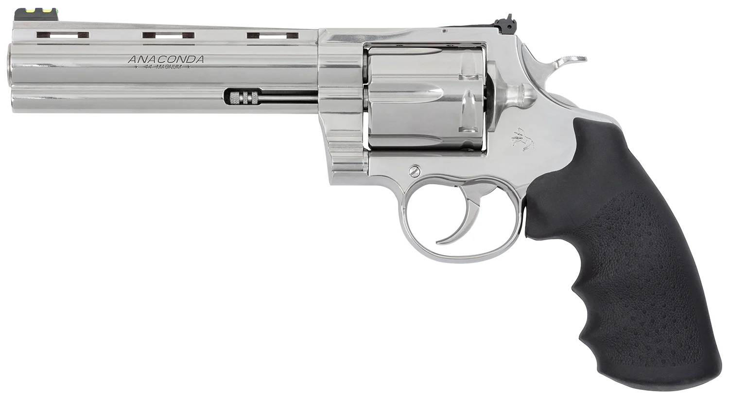 Colt Mfg ANACONDASP6RFT Anaconda Target 44 Mag 6rd 6" Stainless Vent Rib Barrel, Cylinder & Stainless Stainless Steel Frame, Black Rubber Grip