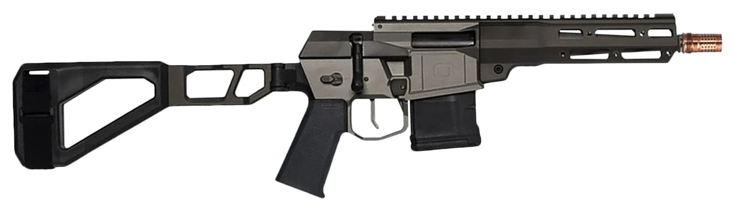 Q LLC MINIFIX300BLK8PST Mini Fix 300 Blackout 30+1 8" Black Anodized Tapered Threaded Barrel, Q-Sert Free-Float Handguards, Picatinny Rail Receiver, Black SBA3 Brace, Black Polymer Grips