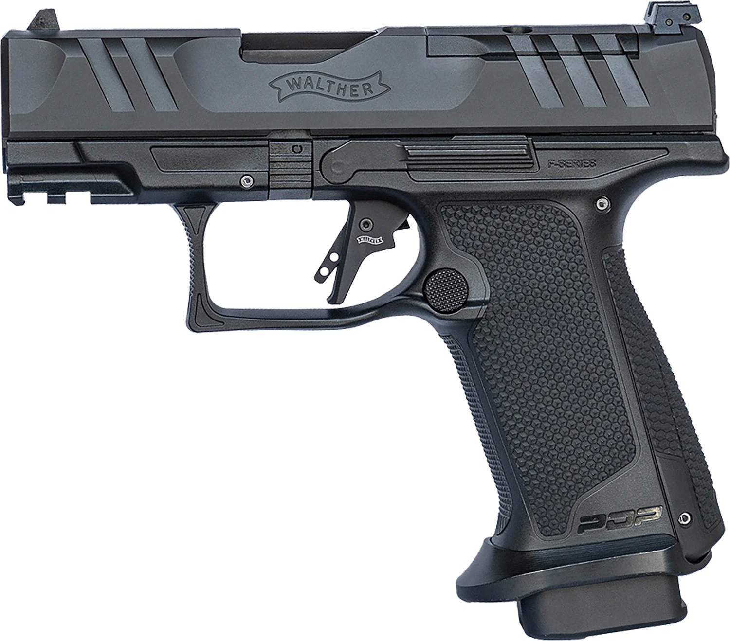 Walther Arms 4796042 PDP F-Series Pro 9mm Luger 18+1 3.50" Black Steel Barrel, Black Serrated/Optic Ready Steel Slide, Black Polymer Frame w/Picatinny Rail, Medium Backstrap Grip