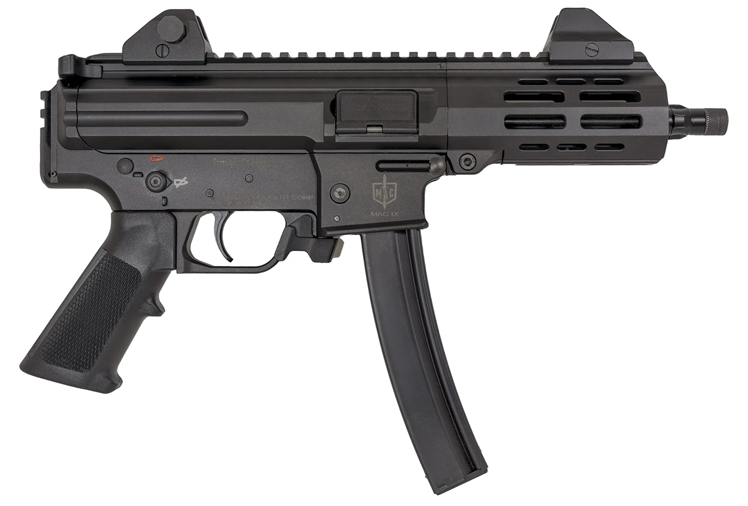 MAC 12755001 IX 9mm Luger 30+1 6.50" Threaded Barrel, Picatinny Rail Receiver & Rear, Black Polymer Grip