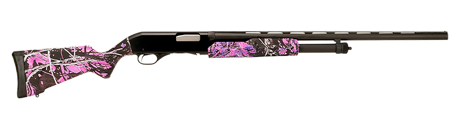 Stevens 22561 320 Field Youth 20 Gauge Pump 3" 5+1 22" Matte Black Vent Rib Barrel, Matte Black Aluminum Drilled & Tapped Receiver, Fixed Muddy Girl Synthetic Stock Right, Ambidextrous