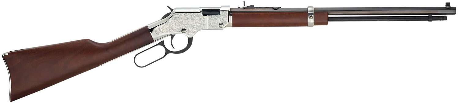 Henry H004SEV Silver Eagle Full Size 17 HMR 11+1 20" Blued Octagon Barrel, Nickel-Plated Steel Receiver, American Walnut Stock Right Hand